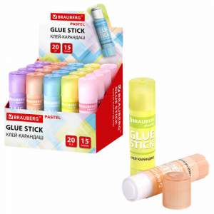 Клей-карандаш Brauberg 15 гр пастельн.корп...